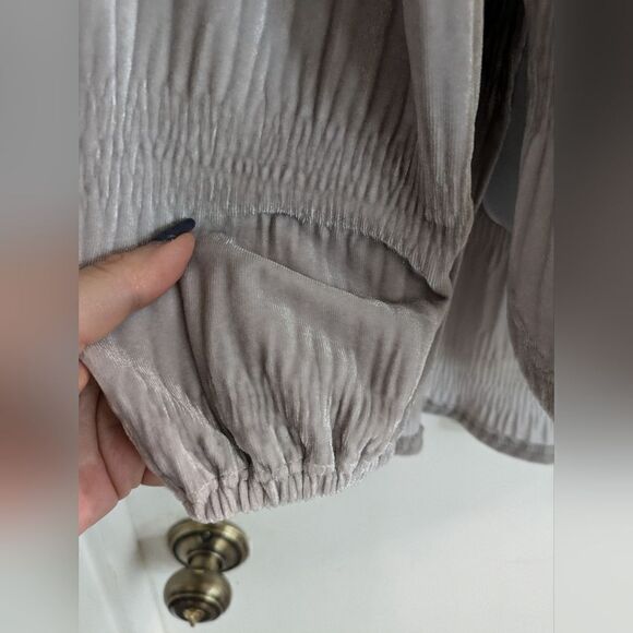 Free People Grey My Best Top ruched velvet - Picture 6 of 11